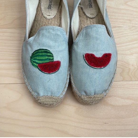 Soludos Watermelon Chambray Espadrilles Size 9 - Picture 2 of 9